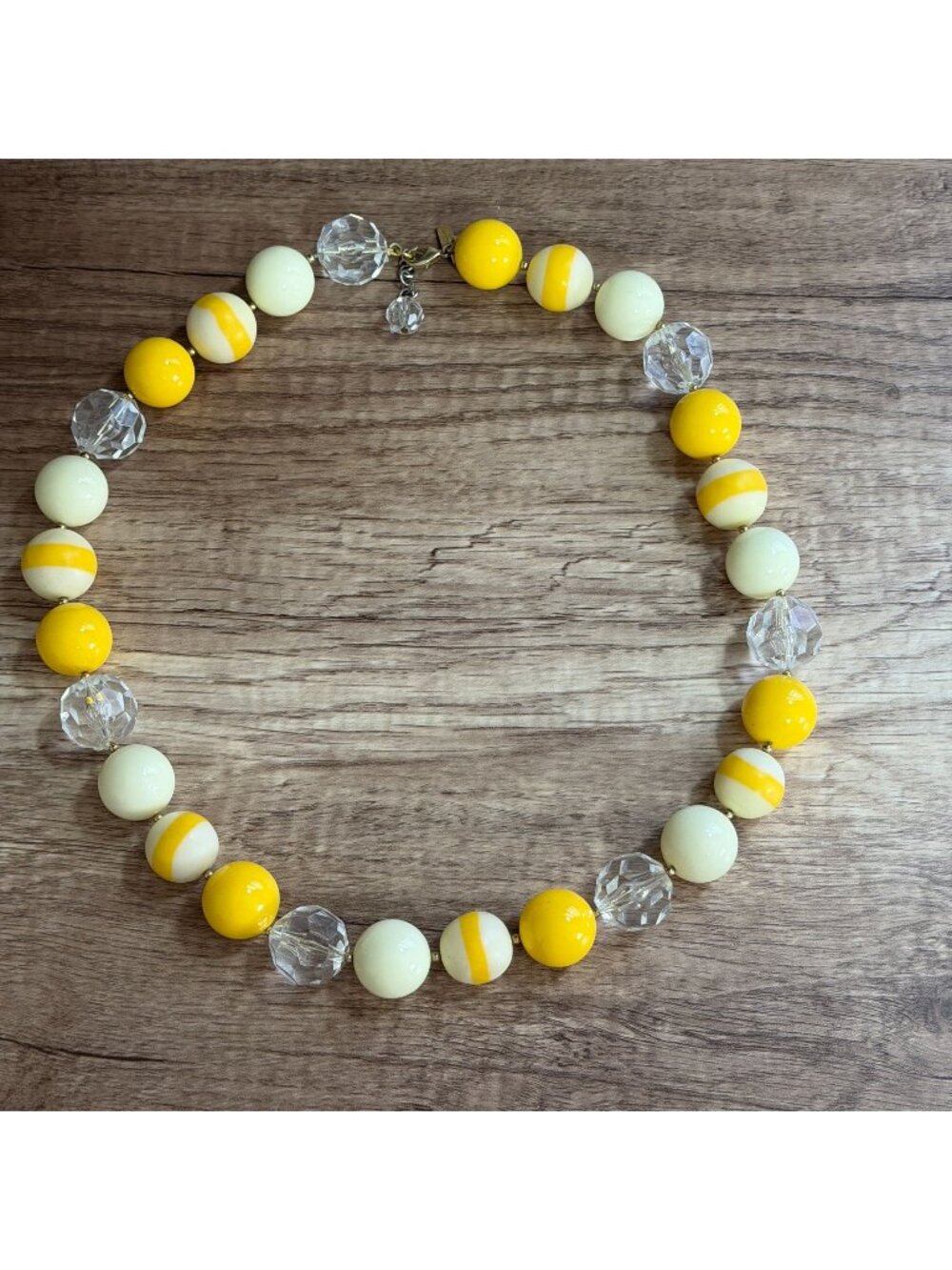 Kate Spade Have a Ball Yellow Stripe Gumball Bauble Bead Statement Necklace 28"